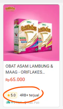 Bukti pesanan Oriflakes dari marketplace